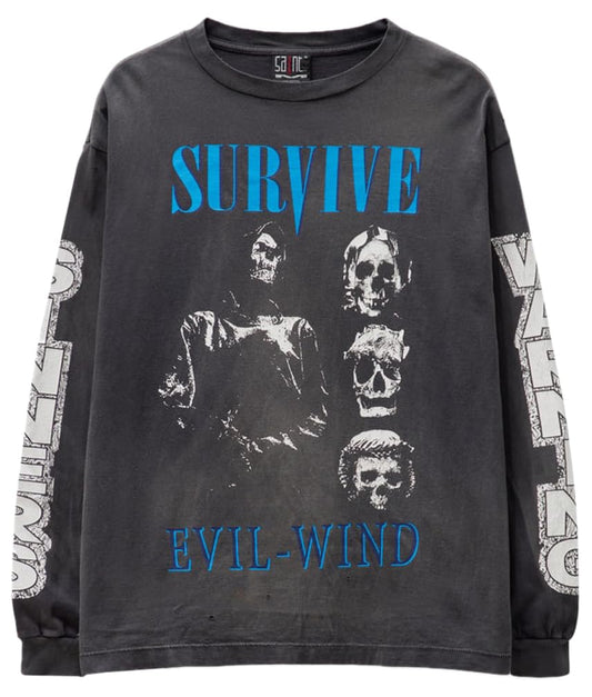 Saint Michael, Mens Survive Skeleton LS Tee, X-Large, Black
