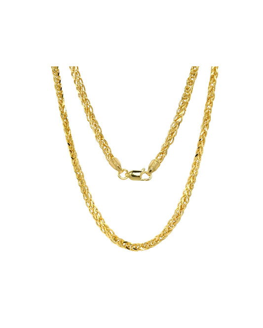 JEWELHEART 14K Gold Square Wheat Chain Necklace - 2.6mm Braided Men's Gold Chain Necklace Foxtail Chain Diamond Cut Yellow Real Gold Chain Pendant Necklace For Women with Lobster Clasp 22"