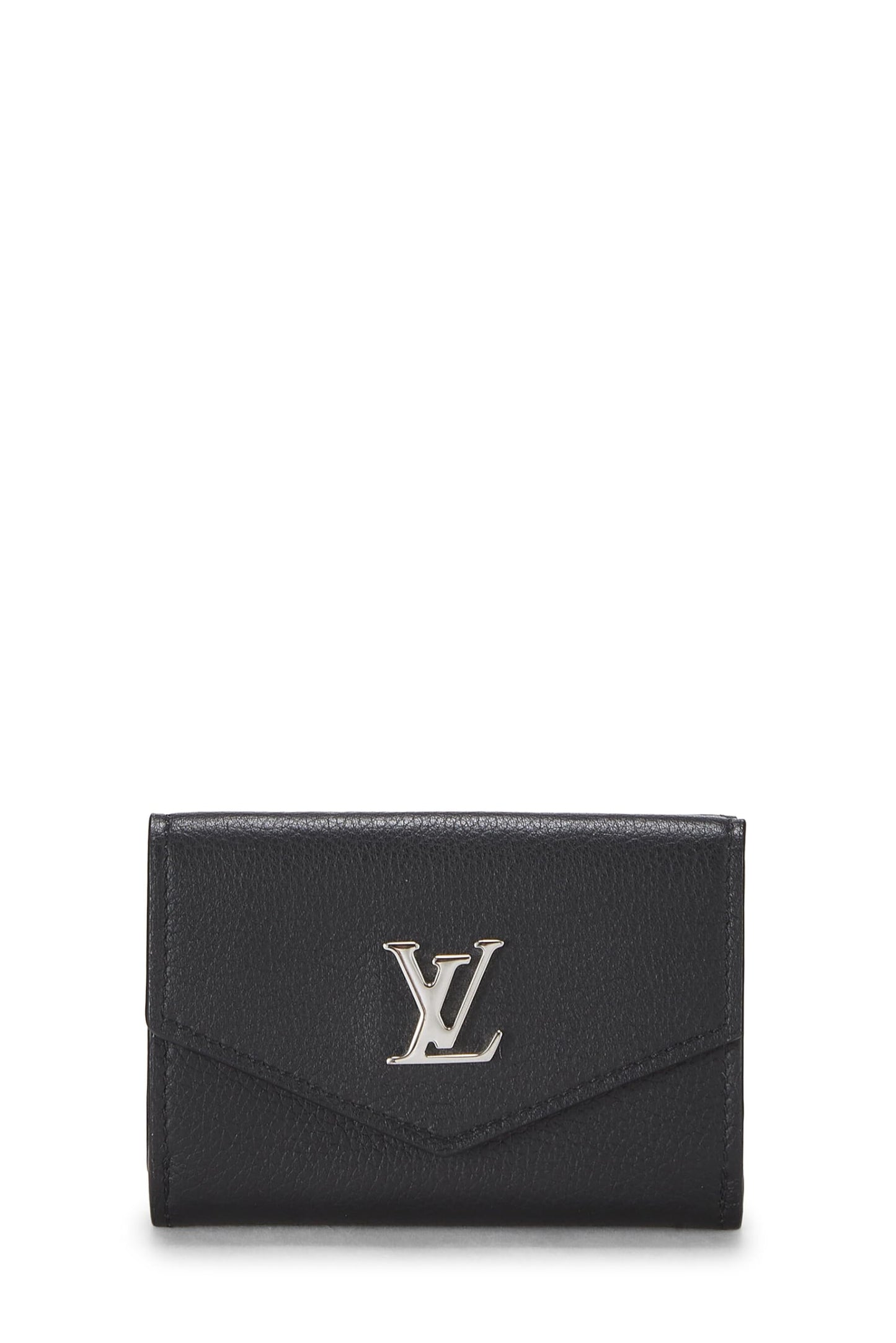 Louis Vuitton, Pre-Loved Black Leather Lock Me Wallet Mini, Black
