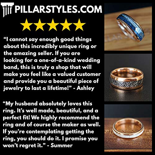 6mm Yellow Gold Ring with Bourbon Wood Inlay Tungsten Rings for Men 14K Gold Wedding Band Whiskey Barrel Ring