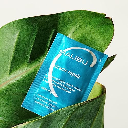 Malibu C Miracle Repair Hair Reconstructor (1 Packet) - Nourishing Hair Repair Treatment for Weak, Damaged Strands - Flax Protein & Vitamin B5 for Hair Strength