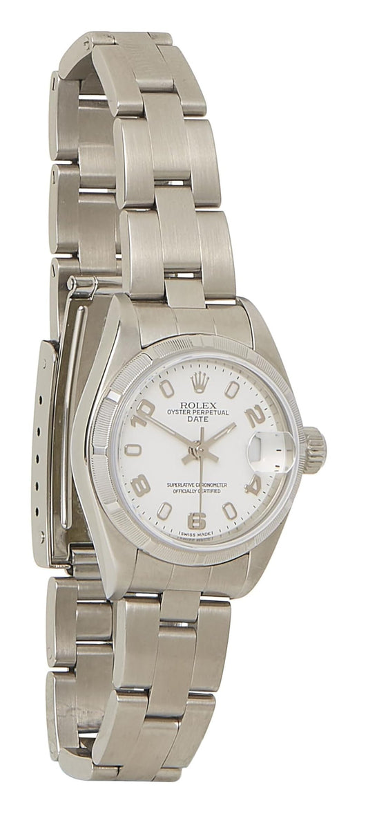 Rolex, Pre-Loved White Stainless Steel Arabic Dial Oyster Perpetual 79190 26mm, White