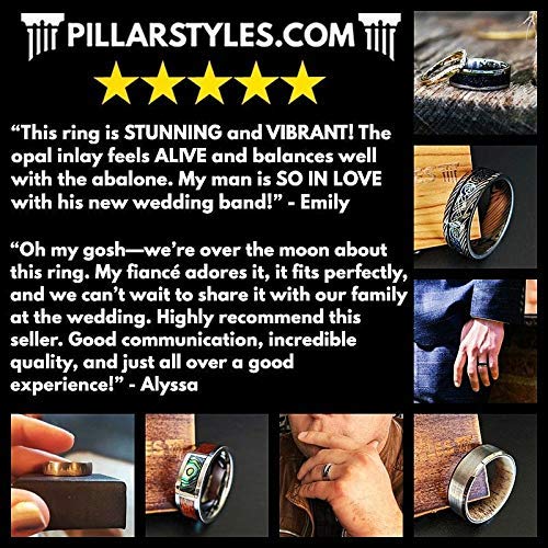 Yellow Gold Tungsten Rings for Men Wedding Band with Offset 14K Golden Groove Inlay 8mm Unique Domed Black Comfort Fit Anniversary Gifts for Him