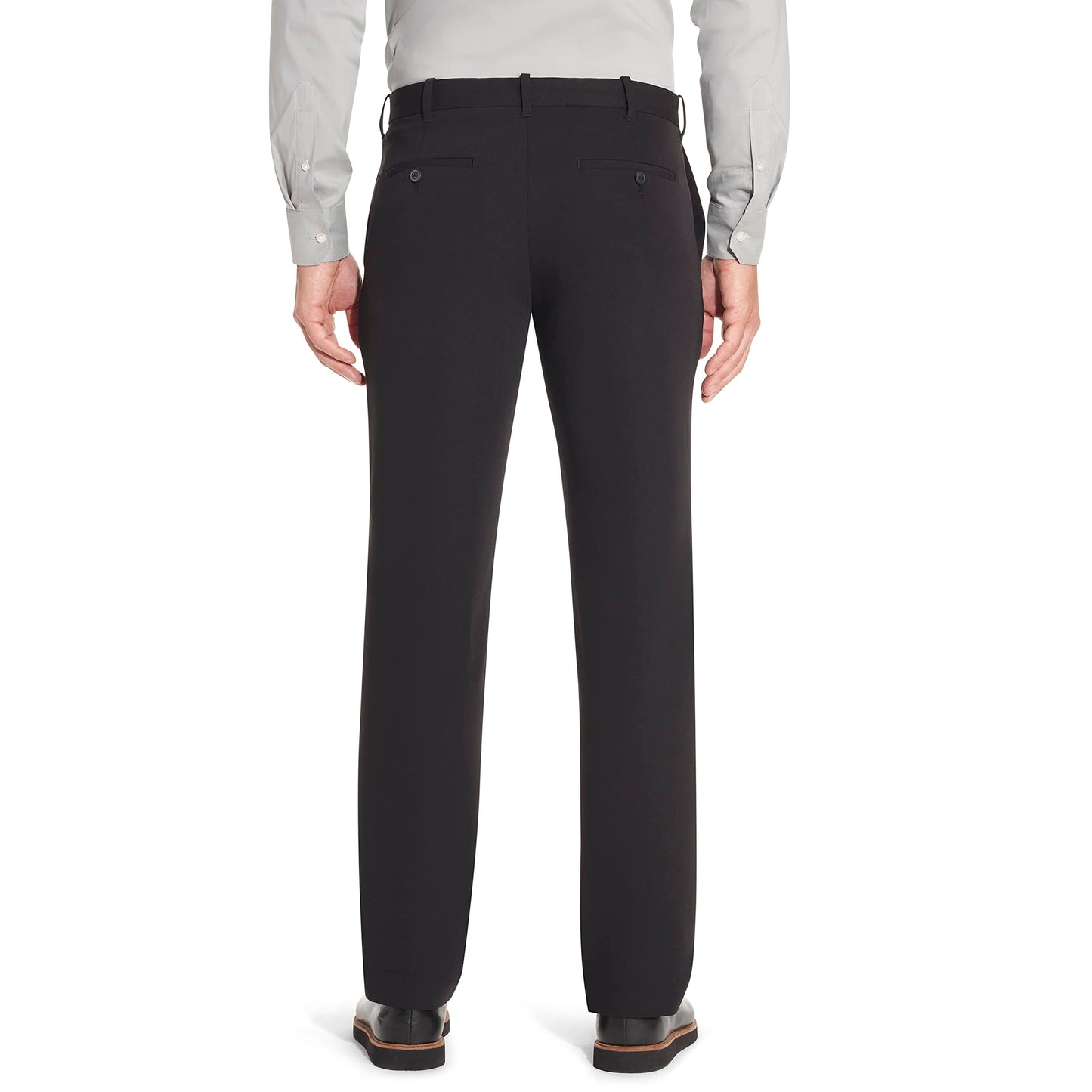 Van Heusen Men's Flex Straight Fit Flat Front Pant, Black, 34W x 32L
