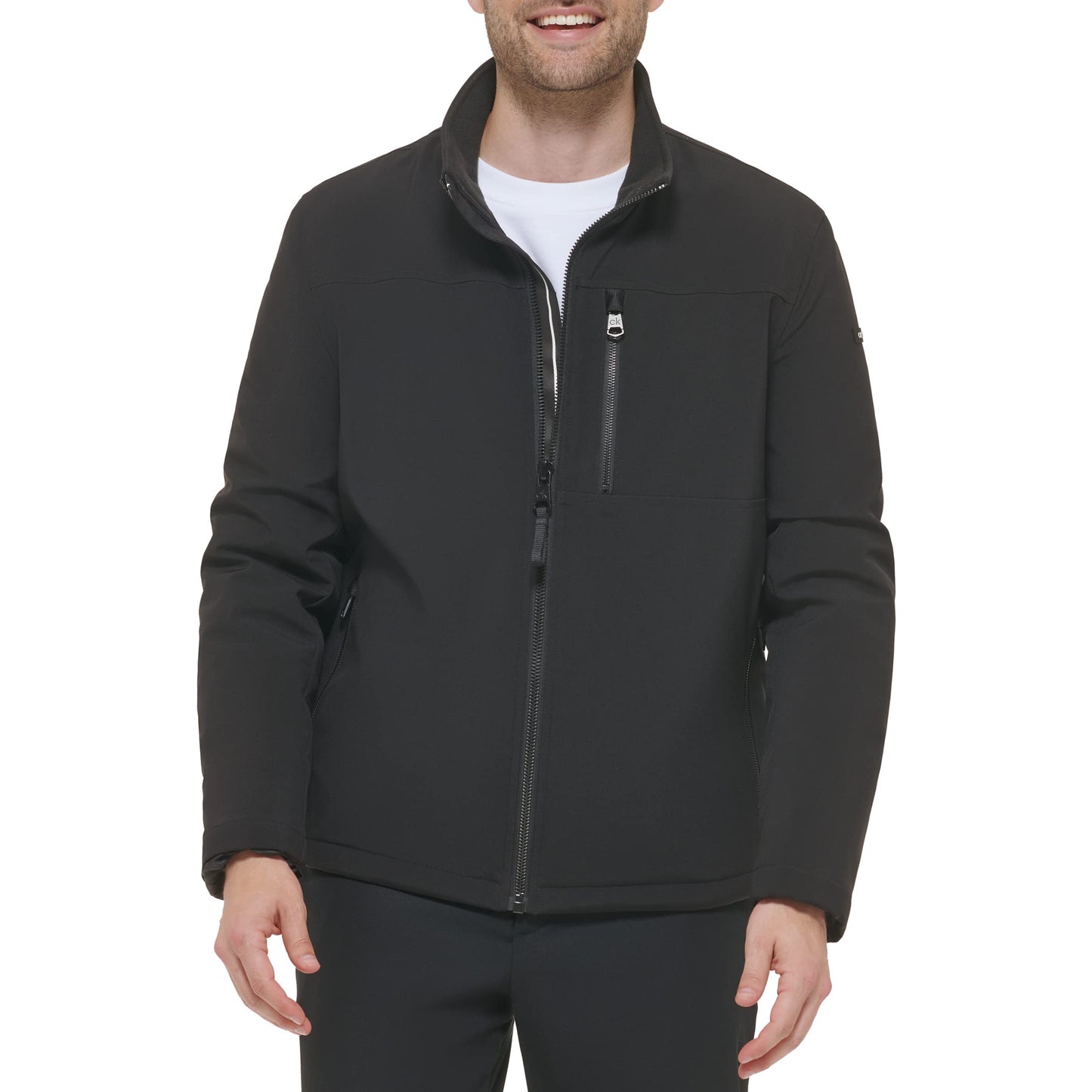 Calvin Klein Men's Shepra Lined Soft Shell Jacket, Black, Medium