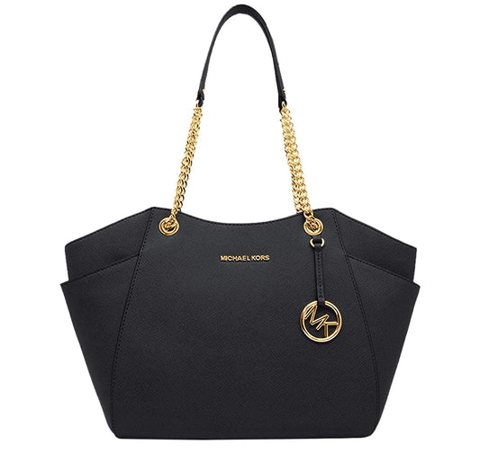 Michael Kors Women's Jet Set Travel Tote, Black Pvc, Large