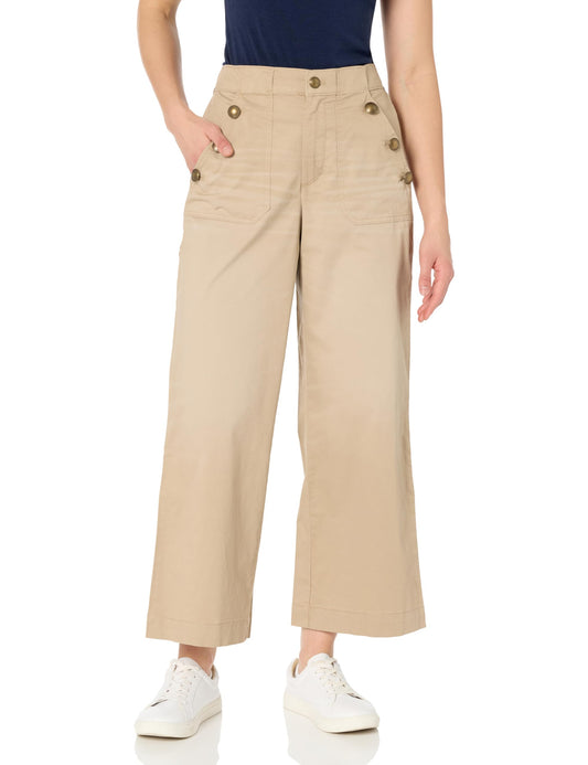 Nautica Women's Button Pocket Wide Leg Sailor Jeans Pants, Rope