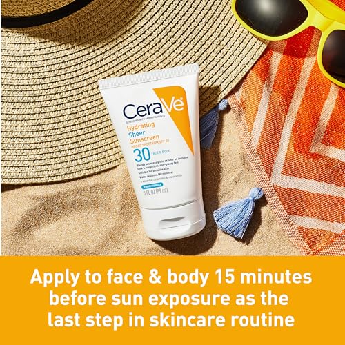 CeraVe Hydrating Sheer Sunscreen SPF 30 with Hyaluronic Acid, 3oz