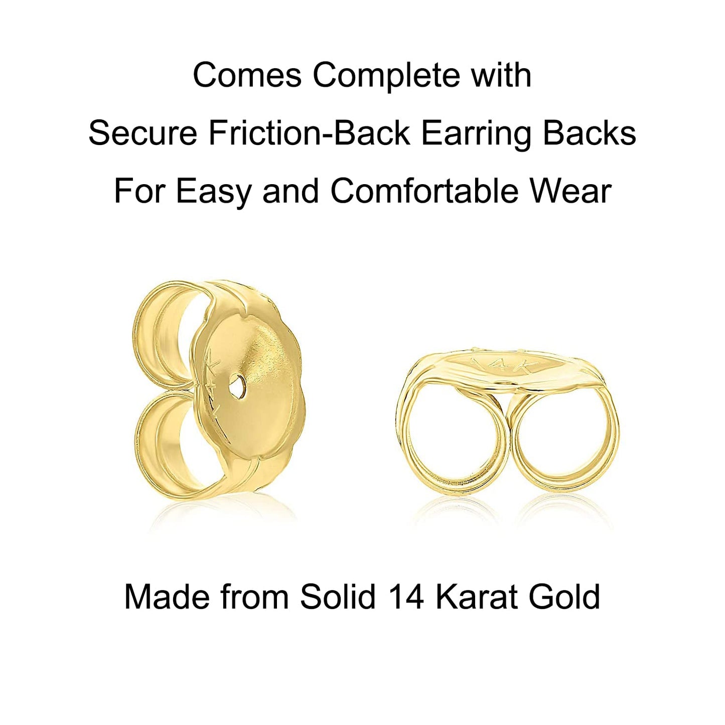 Solid 14k Yellow Gold Square Solitaire Cubic Zirconia Princess-cut CZ Stud Earrings for men and women (6mm)