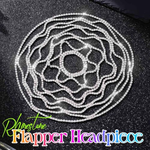 CAKURE Rhinestone Head Chain 1920s Flapper Cap Roaring 20s Headpiece Sparkly Hair Accessories for Women (a-silver)