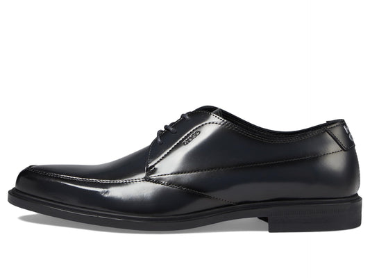 HUGO BOSS Men's Kerr Leather Derby Shoe Oxford, Dark Charcoal Grey, 7