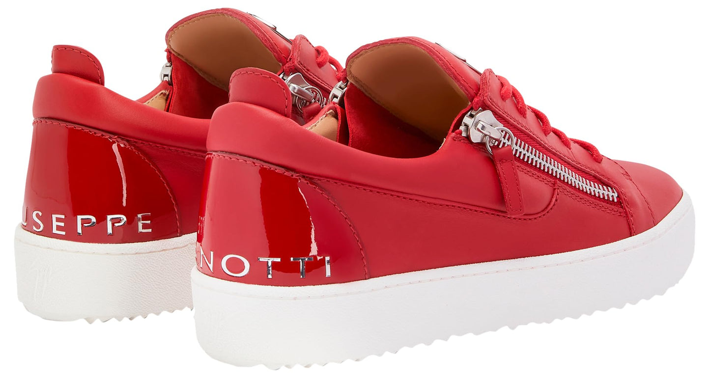Giuseppe Zanotti, Frankie Low Top Mirror Effect Sneakers Sneakers, 6, Red