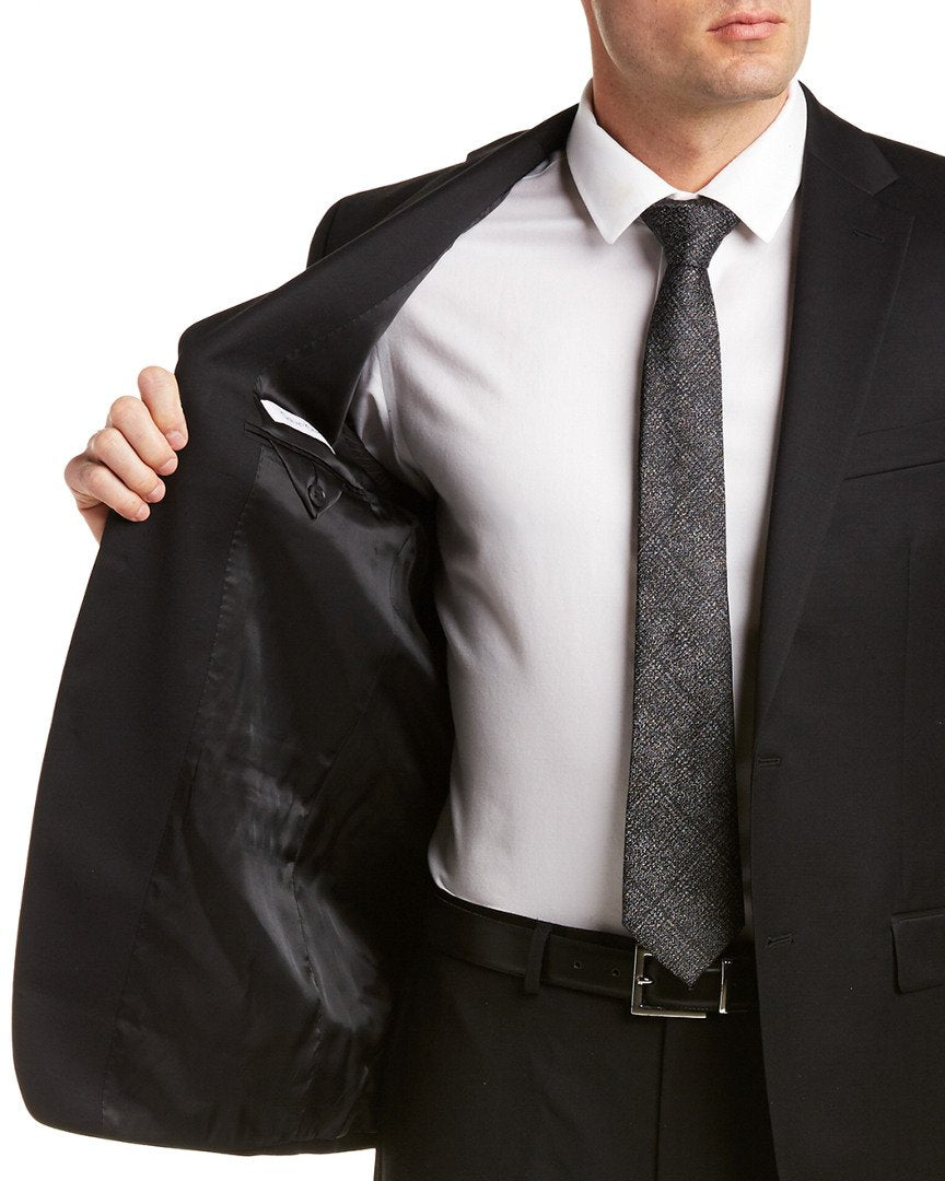 Calvin Klein Mens Modern-Fit Two Button Formal Suit Black 46x32