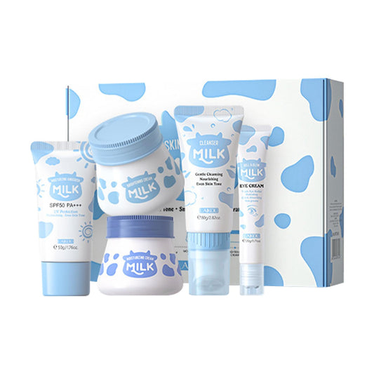 Generic Milk Face Care Set for Women & Girls – Comprehensive Milk Skin Care Set – Indulgent & Nourishing Milk Skincare Gift Set for Radiant Skin, White