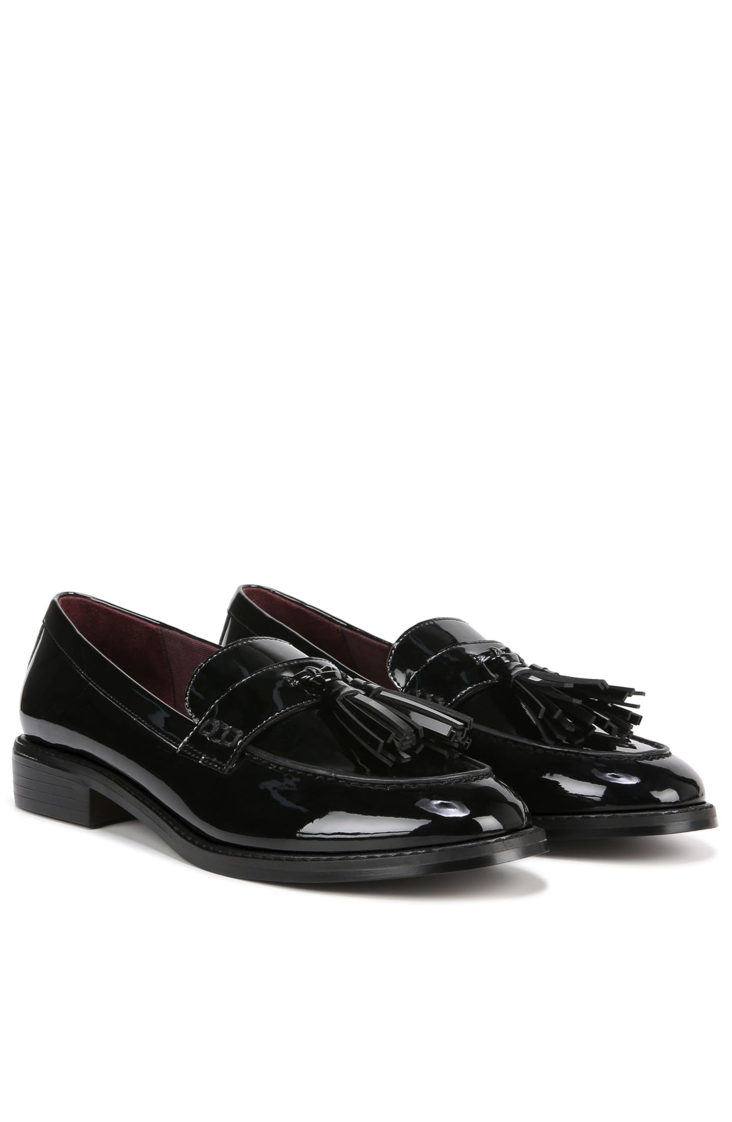 Franco Sarto Womens Carolynn Slip On Tassel Loafers Black Patent 9 W
