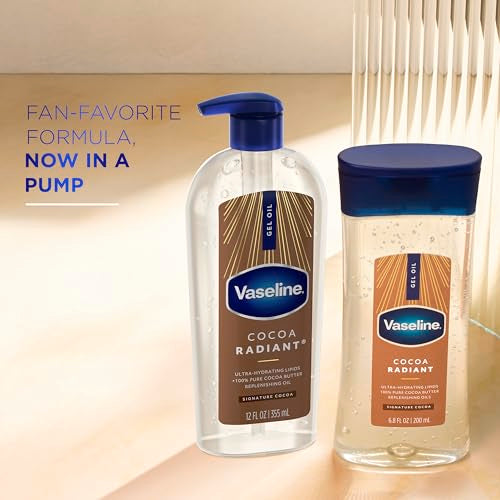 Vaseline Cocoa Radiant Body Gel Oil for Glowing Skin with Cocoa Butter 12oz