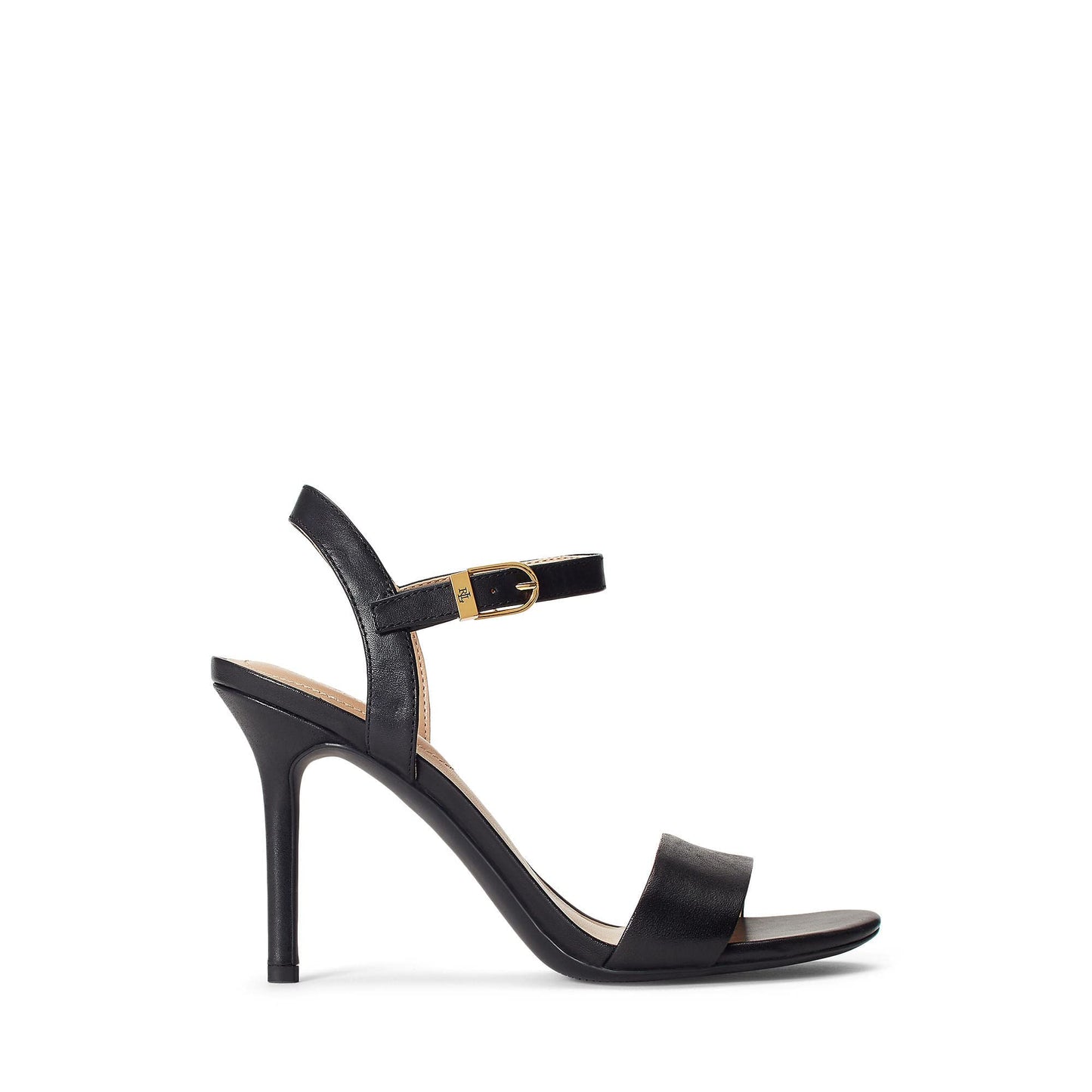 Lauren Ralph Lauren Women's Gwen Burnished Leather Sandal Black 8 Medium