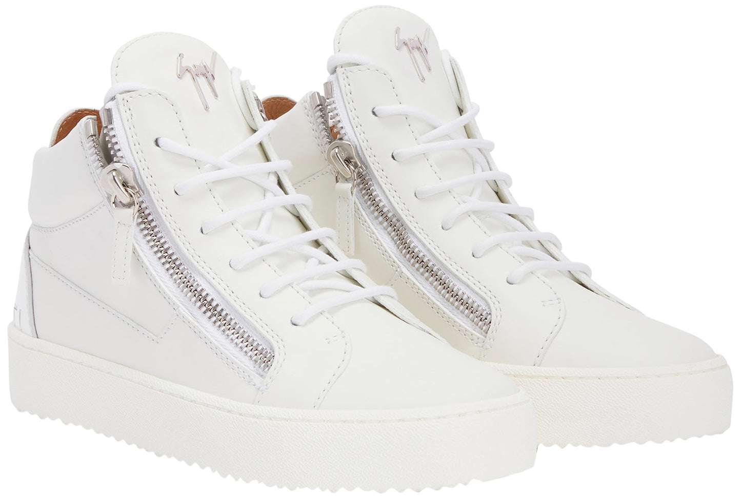 Giuseppe Zanotti, Kriss Mid Top Mirror Effect Sneakers, 12, White