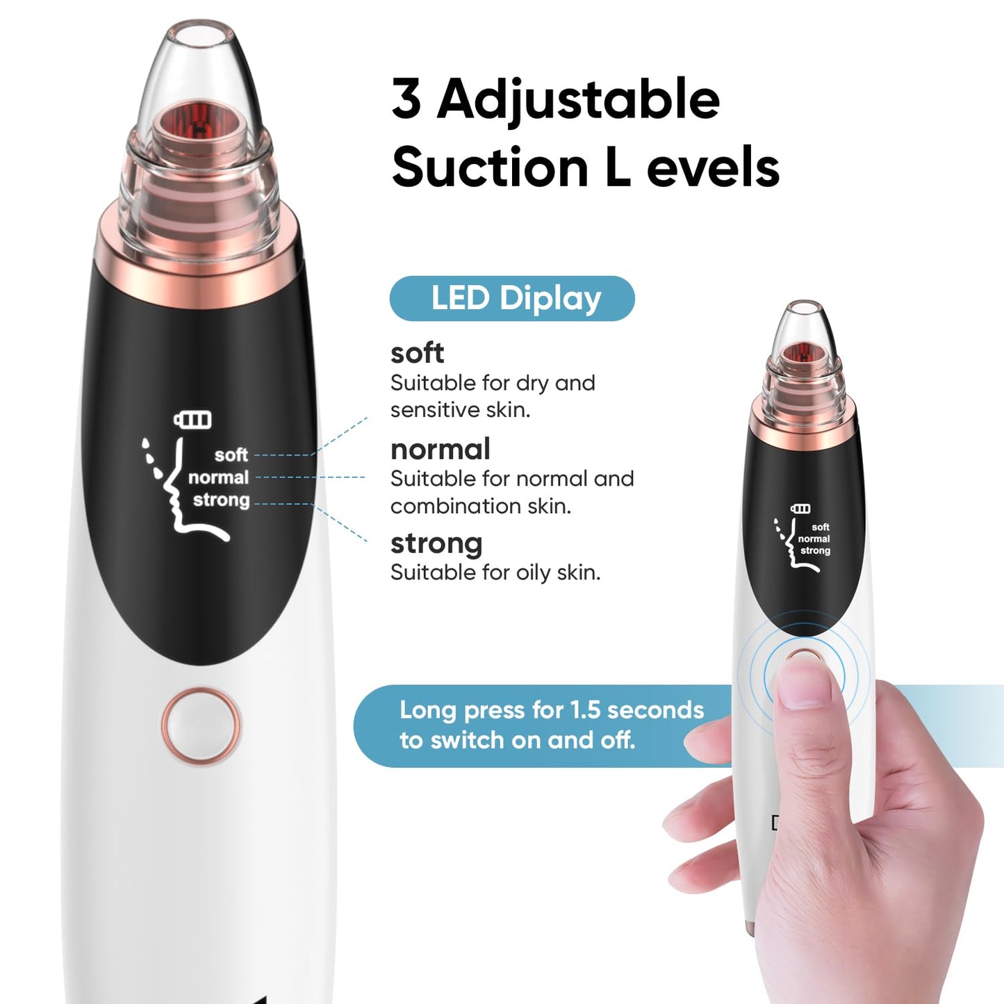 Daweir Blackhead Remover Pore Vacuum - Pimple Extractor Tools Pore Cleaner toolfor Face & Nose