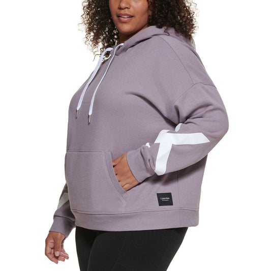 Calvin Klein Womens Plus Performance Sweatshirt Comfy Hoodie Purple 2X