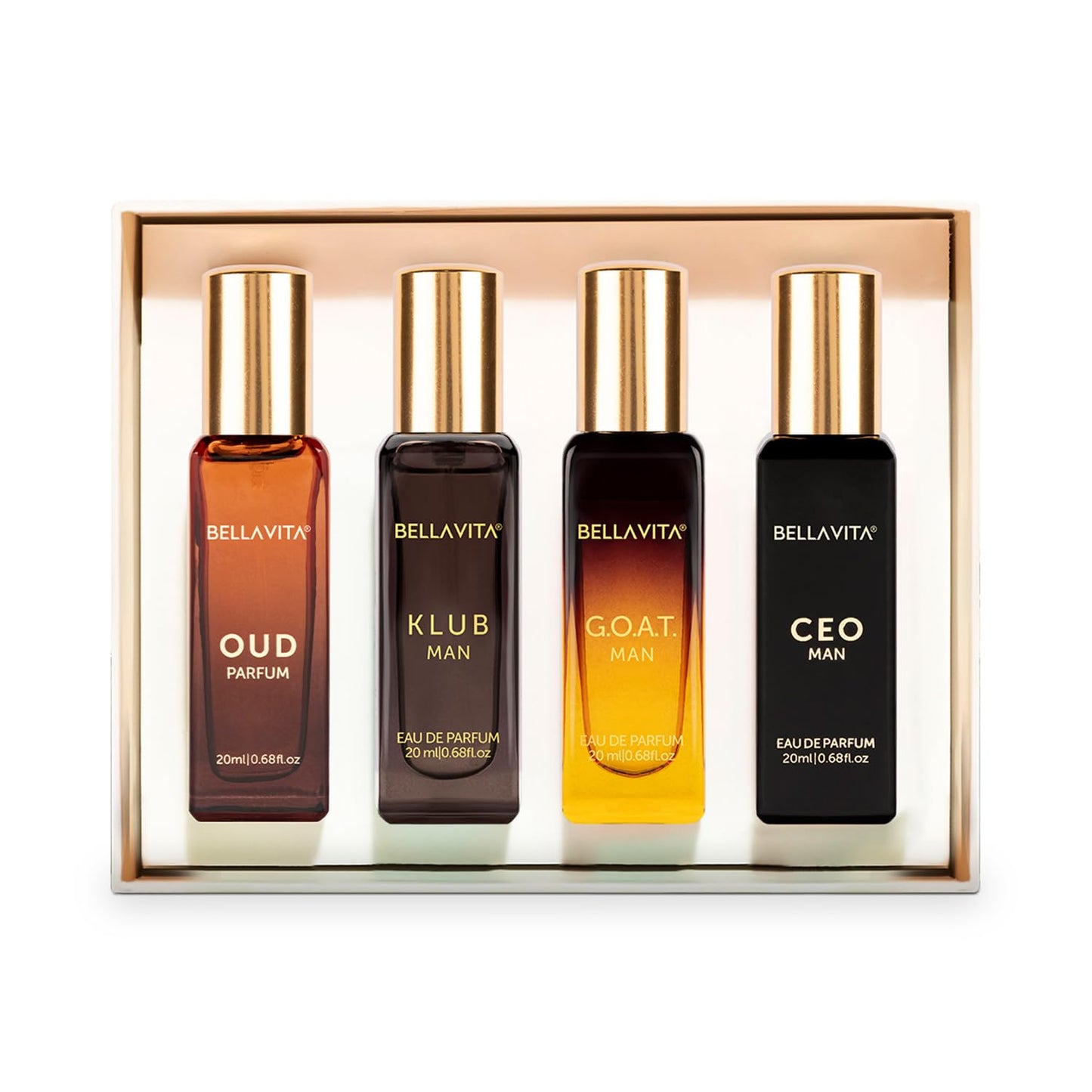 Men's Luxury Perfume Gift Set (4 x 0.68 fl. oz.) | Gifts for Men | Klub, Oud, CEO, Goat Perfume | Masculine, Woody, Citrusy, Aromatic perfumes for men