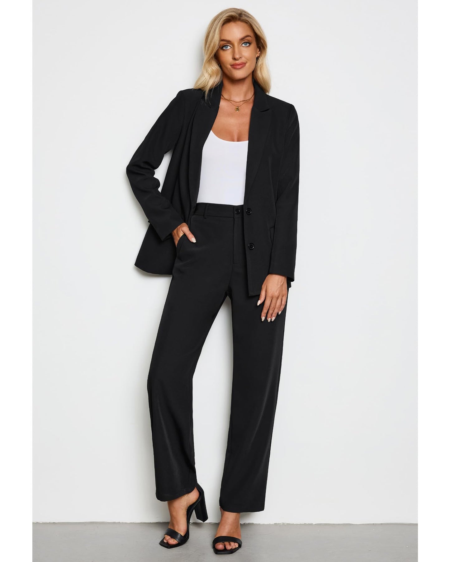 LookbookStore Two Piece Sets for Women Women's Business Casual Clothing Suits for Women Office Professional Black Pant Suit Women Suit for Women Business Fashion Black Size Medium