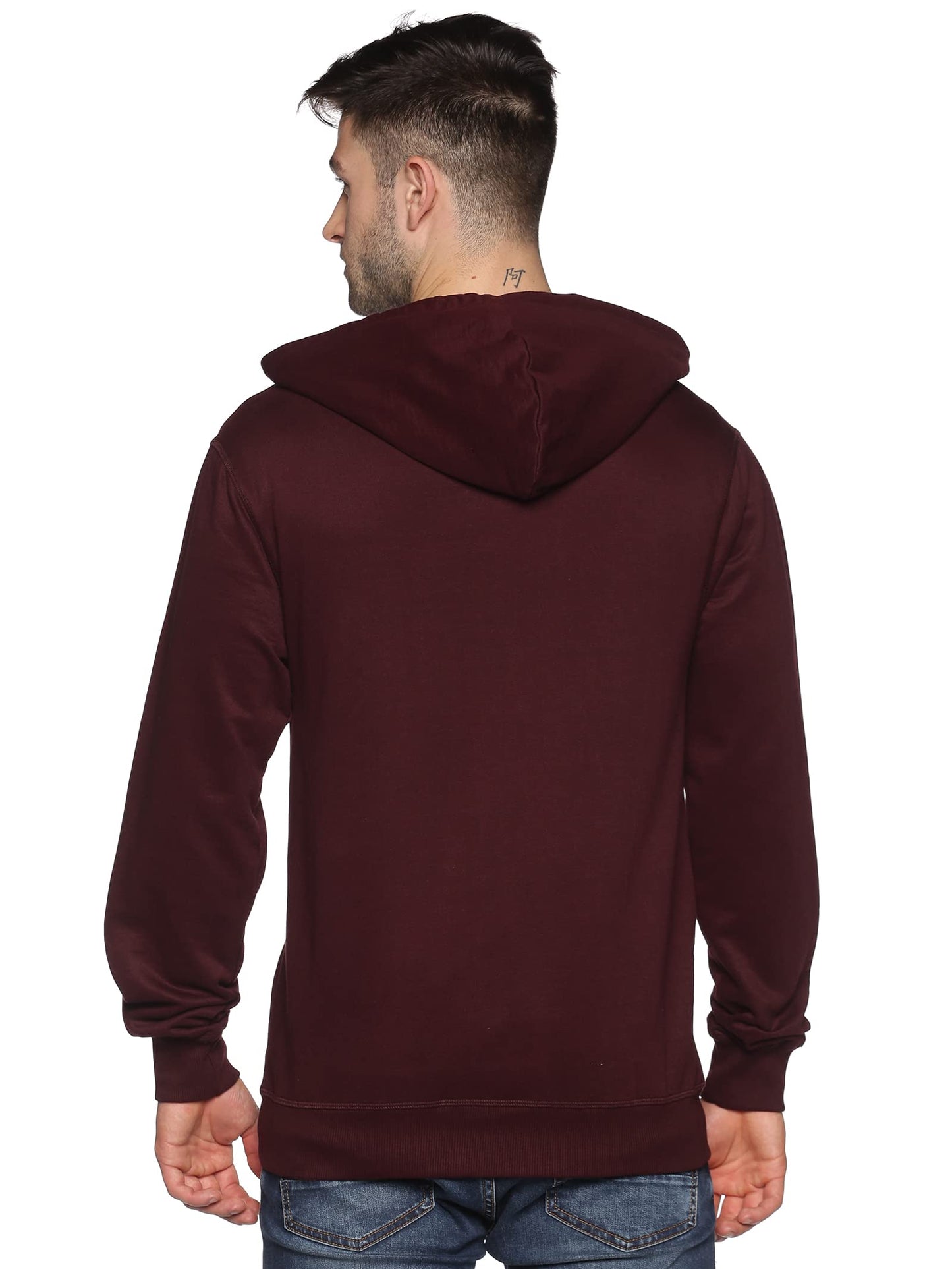 Klizzer Luxury Mens Zip Up Hoodie of Cotton Fleece Heavyweight sweatshirt hoodie(Maroon, Large)