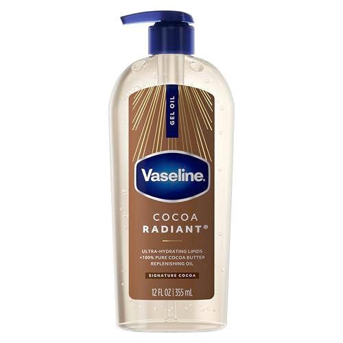 Vaseline Cocoa Radiant Body Gel Oil for Glowing Skin with Cocoa Butter 12oz