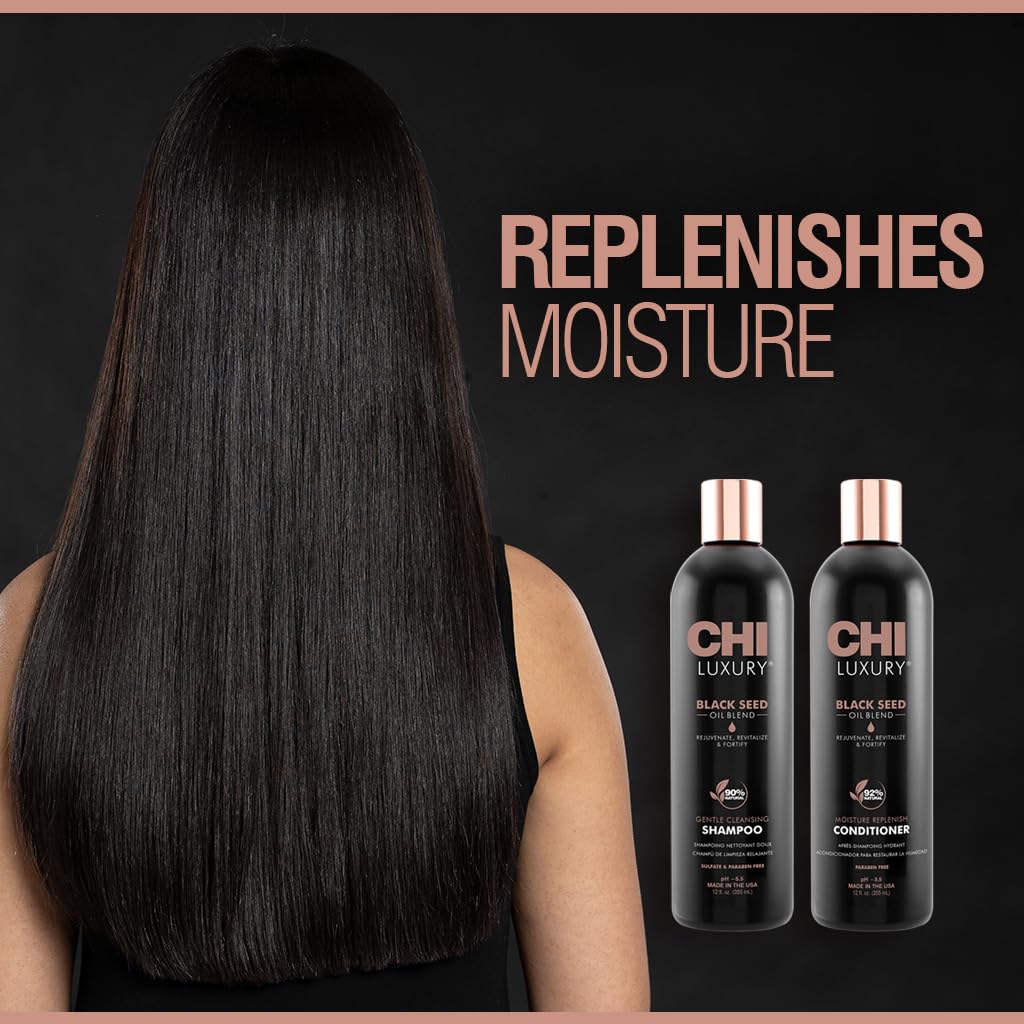 CHI Brand Luxury Black Seed Oil Blend Gentle Cleansing Shampoo & Moisture Replenish Conditioner 12 Fl Oz Each (pack Of 2)
