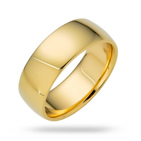 EWB Signature Jewelry Classic 7mm Solid Gold Wedding Band in 14K Yellow Gold, Comfort Fit, Finger Size 12