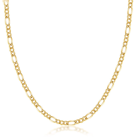 PORI JEWELERS 14K Yellow Gold 2.5mm, 3.5mm, 4.5mm, or 5.5mm Figaro Link Chain Necklace- Made in Italy- Multiple Lengths Available (3.5MM, 18 Inch)