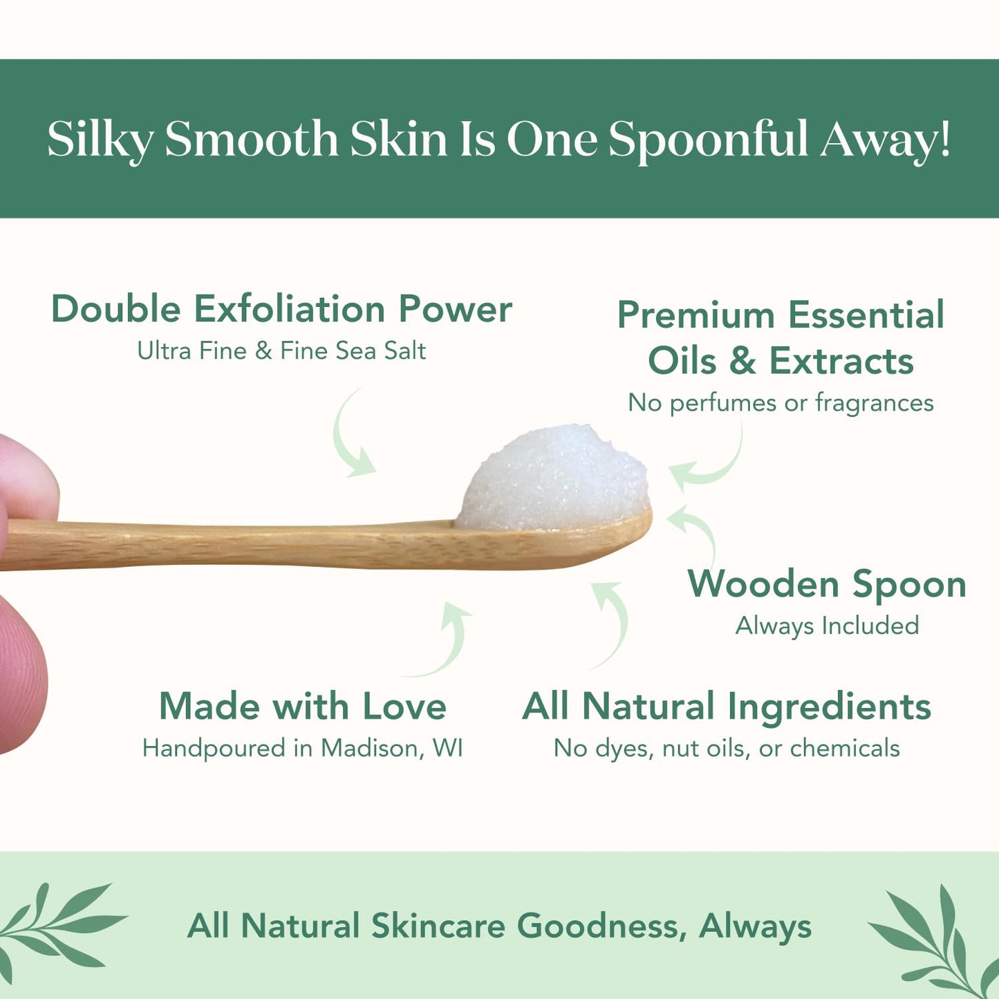 Bare Botanics Lavender Tea Tree Body Scrub 24oz | Made in Madison, WI | All Natural Sea Salt Exfoliator w/ Skin Loving Moisturizers | Vegan & Cruelty Free | Gift Ready Packaging w/ a Cute Wooden Spoon