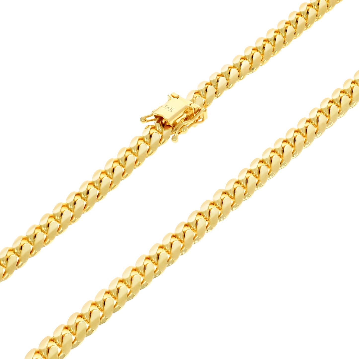 Nuragold 14k Yellow Gold 6mm Solid Miami Cuban Link Chain Pendant Necklace, Mens Jewelry Box Clasp 20" 22" 24" 26" 28" 30"