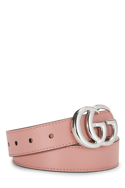 Gucci, Pre-Loved Pink Leather GG Marmont Belt, Pink