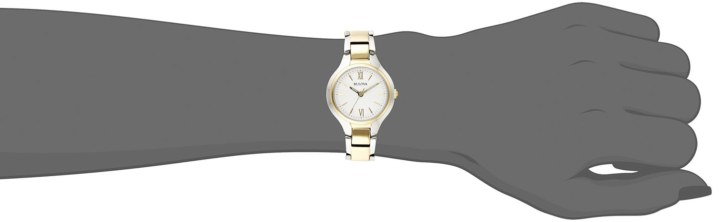Bulova Ladies' Classic Dress 3-Hand Quartz Stainless Steel Watch, Two Tone Gold, 28mm Style: 98L217