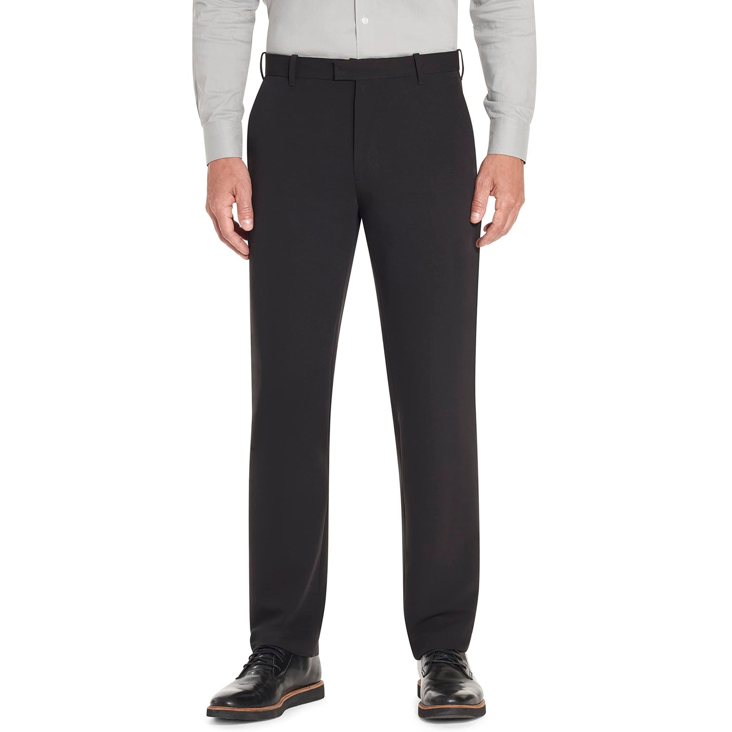 Van Heusen Men's Flex Straight Fit Flat Front Pant, Black, 34W x 32L