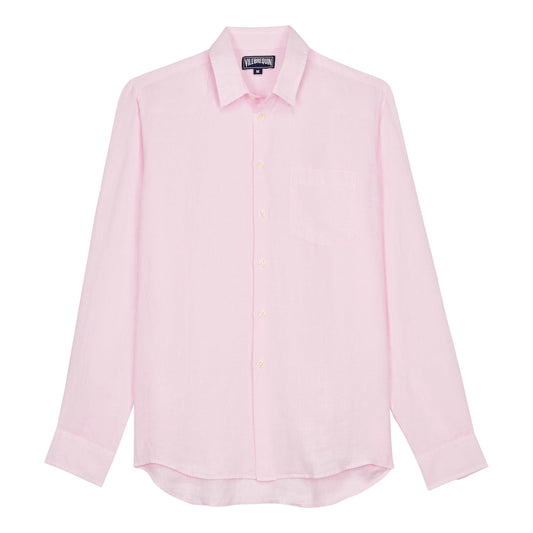 Vilebrequin Men Linen Shirt Solid, 5XL, Ballet Shoe