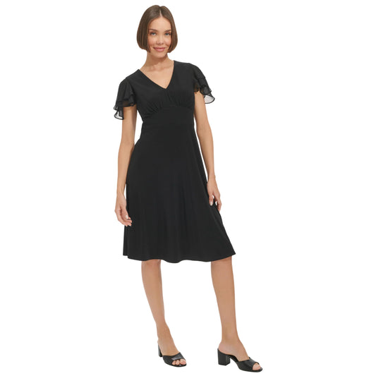 Tommy Hilfiger Women's Dress Fit and Flare,Black,12