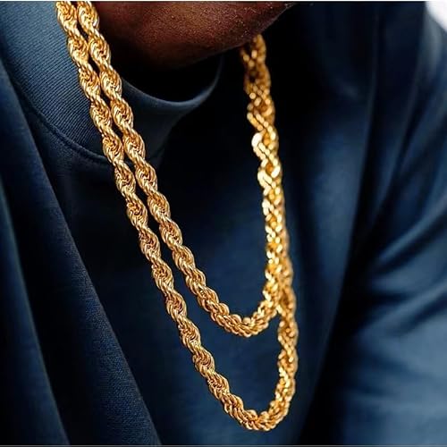 14K Solid Yellow Gold Twisted Rope Chain Necklace for Men Women 2mm18inch