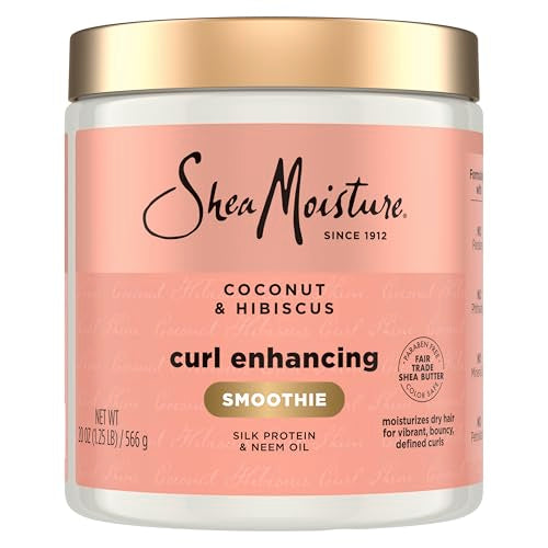 Shea Moisture Curl Enhancing Smoothie Hair Cream for Thick, Curly Hair Coconut and Hibiscus Sulfate Free and Paraben Free Curl Cream 20 oz