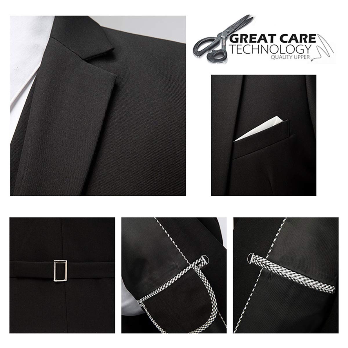 Cloudstyle Mens Stylish 3 Piece Dress Suit Classic Fit Wedding Formal Jacket & Vest & Pants Black
