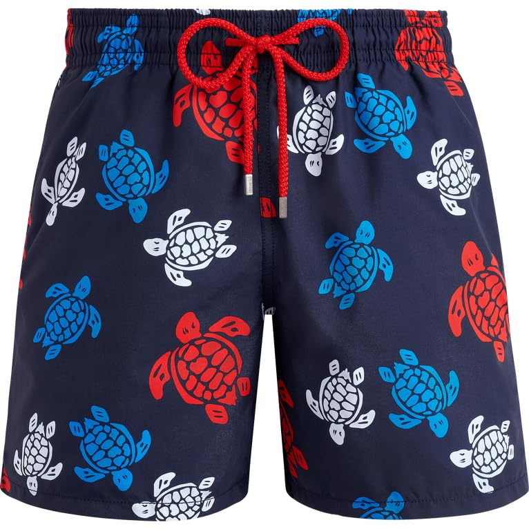 Vilebrequin Men Swim Trunks Tortues Multicolored Turtles, M, Navy Blue