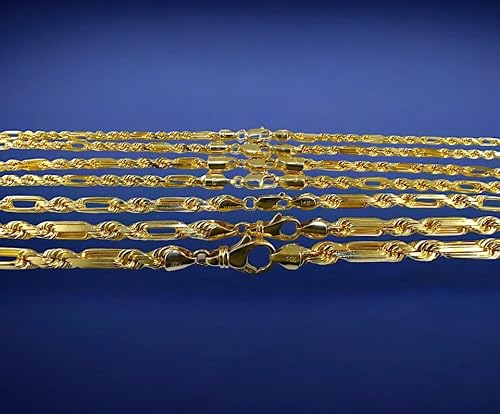 14K Yellow Gold SOLID Milano Figaro Rope Necklace Bracelet Chain Men Women Jewelry 7.5g | 2.5mm | 16 Inches | MADE IN ITALY