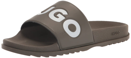 HUGO Boss Mens Big Logo Slide Sandals Slipper, Pine Green, 9 US