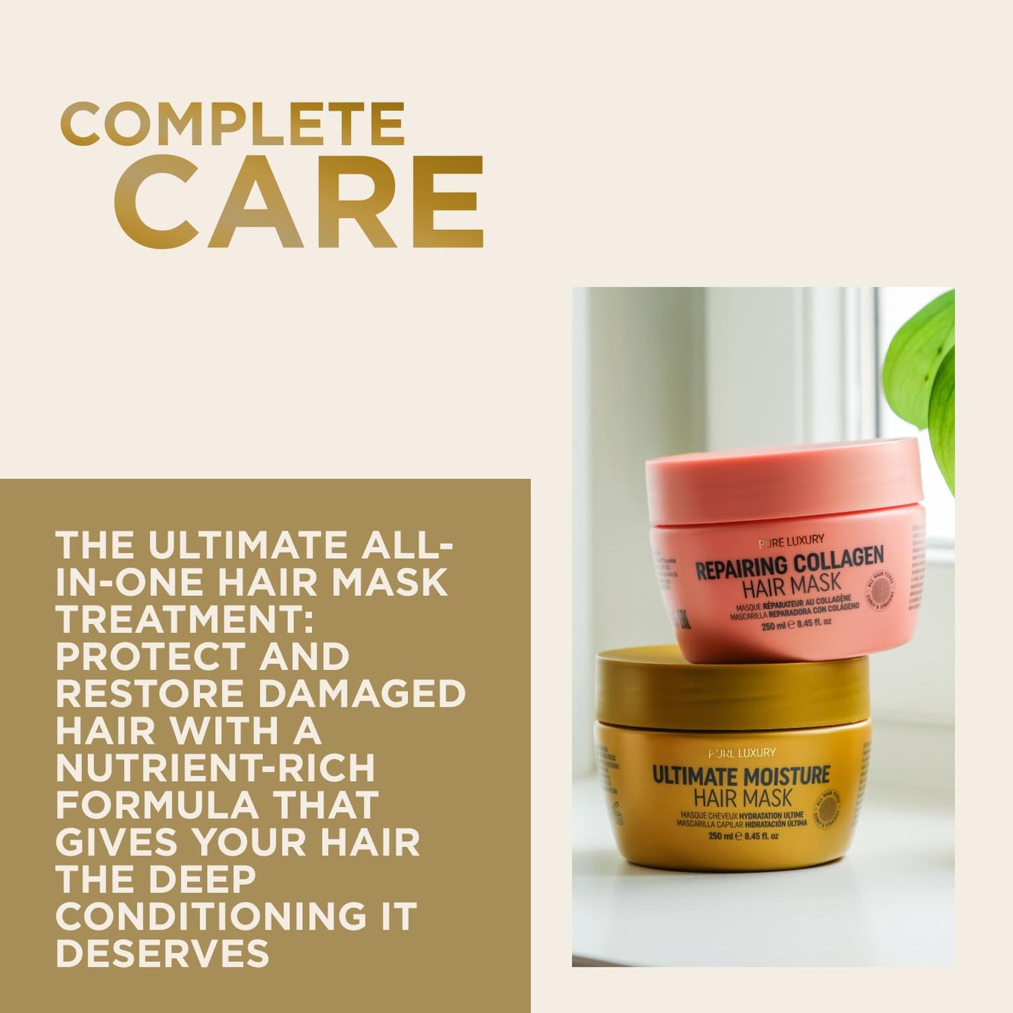 RICH Pure Luxury Ultimate Moisture Hair Mask for Dry & Damaged Hair - Deep Conditioning & Moisturizing Hair Repair Treatment - Marula Oil & Cherry Blossom - 8.45 oz