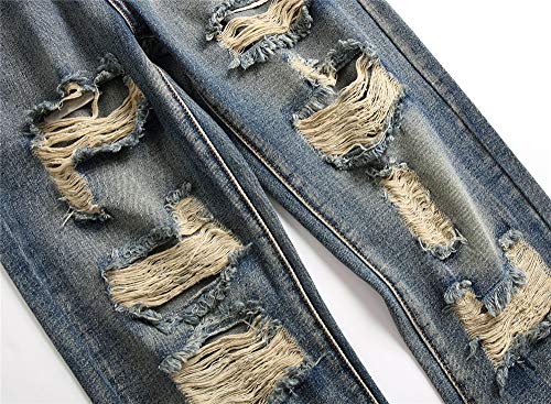 AITITIA Men's Ripped Regular Fit Jeans (32, 333 Blue)