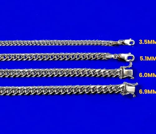 14K White Gold Miami Cuban Necklace Bracelet Chain Link Real Men Women Jewelry 14.7g | 5mm | 20 Inches | MADE IN ITALY