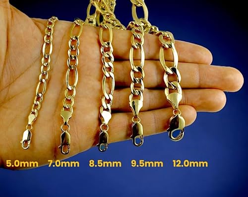 14K Yellow Gold Figaro Necklace Bracelet Chain Italian Men Women Jewelry 5.4g | 3.5mm | 28 Inches | MADE IN ITALY