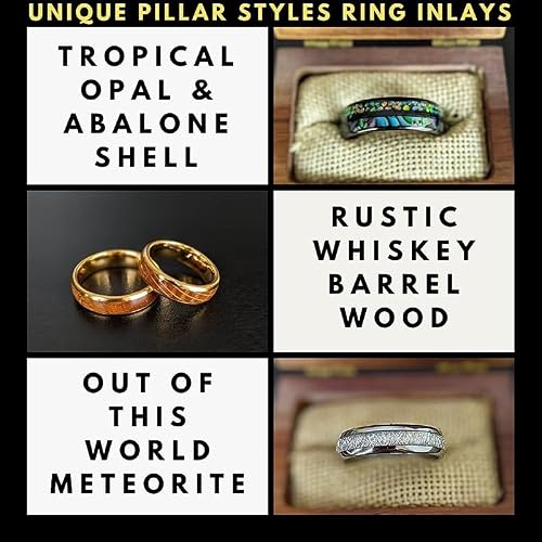 14K Gold Meteorite Rings Tungsten Wedding Band Mens Ring 8mm Meteorite Wedding Rings for Men Comfort Fit Anniversary Gift