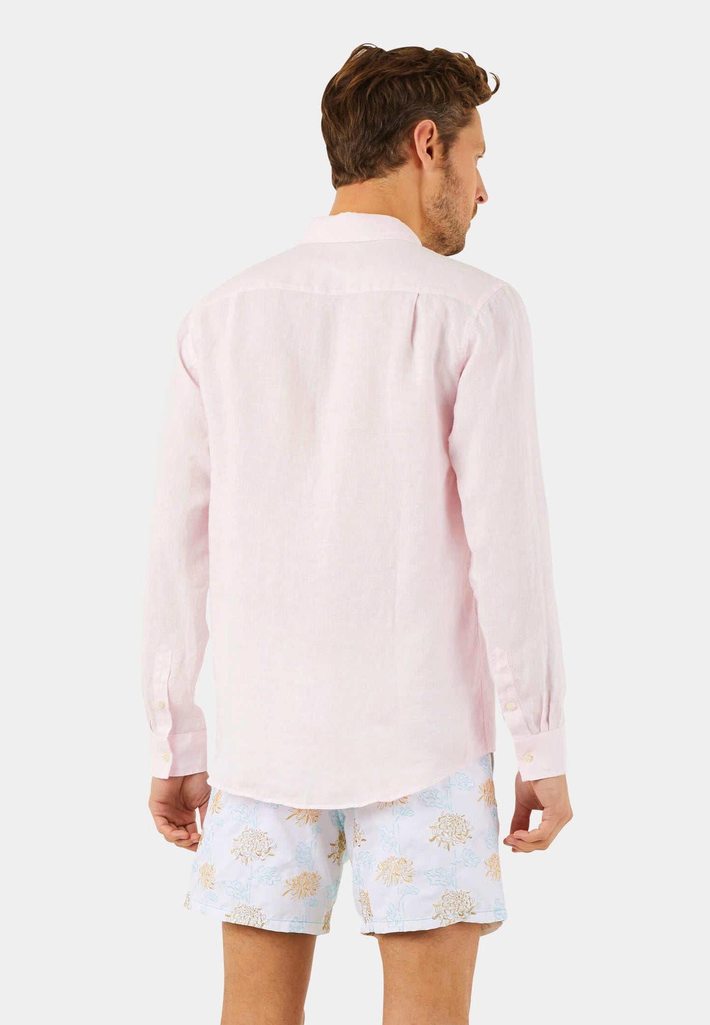 Vilebrequin Men Linen Shirt Solid, 5XL, Ballet Shoe